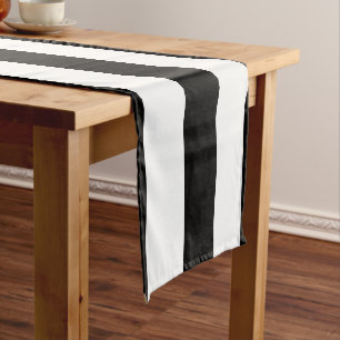 Chemin De Table Court Bandes Verticales Noires Et Blanches