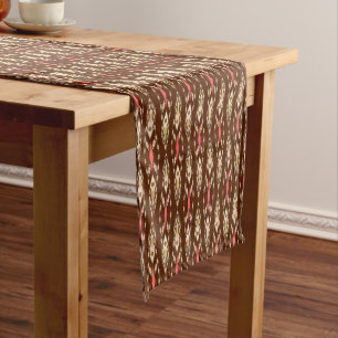 Chemin De Table Court Batik tribal - Brown, Tan et Coral