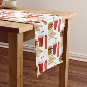 Chemin De Table Court BBQ Motif Burger Fast Food