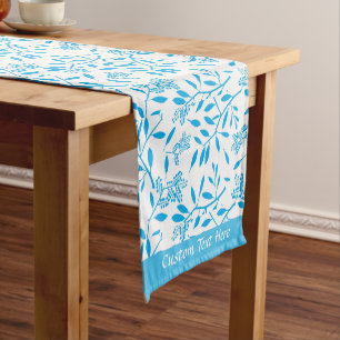 Chemin De Table Court Beau Motif de feuillage bleu turquoise