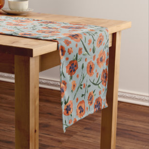 Chemin De Table Court Beau Motif de fleurs de pavots
