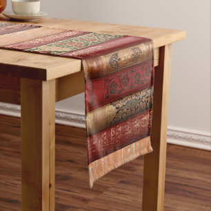 Chemin De Table Court Beau vieux livre épines (rouge & beige)
