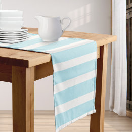 Chemin De Table Court Bébé bleu à rayures élégant chic simple
