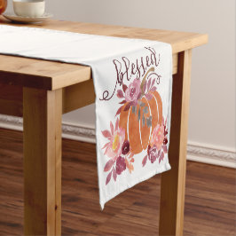 Chemin De Table Court Bienheureux - Citrouille d'automne avec fleurs ros