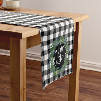 Chemin De Table Court Black Buffalo Plaid Table Runner