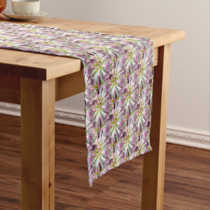 Chemin De Table Court Blanc Dahlia Fleur Motif Nature