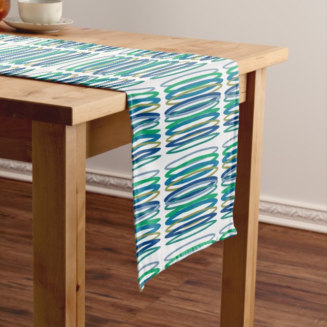 Chemin De Table Court Bleu Marine Avec Turquoise (In Situ)