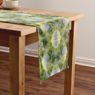 Chemin De Table Court Blue Hydrangea Fleur Abstraite Nature
