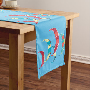 Chemin De Table Court Blue Red Yellow et Green Kite Surfing