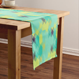 Chemin De Table Court blue yellow turquoise yellow and aqua 