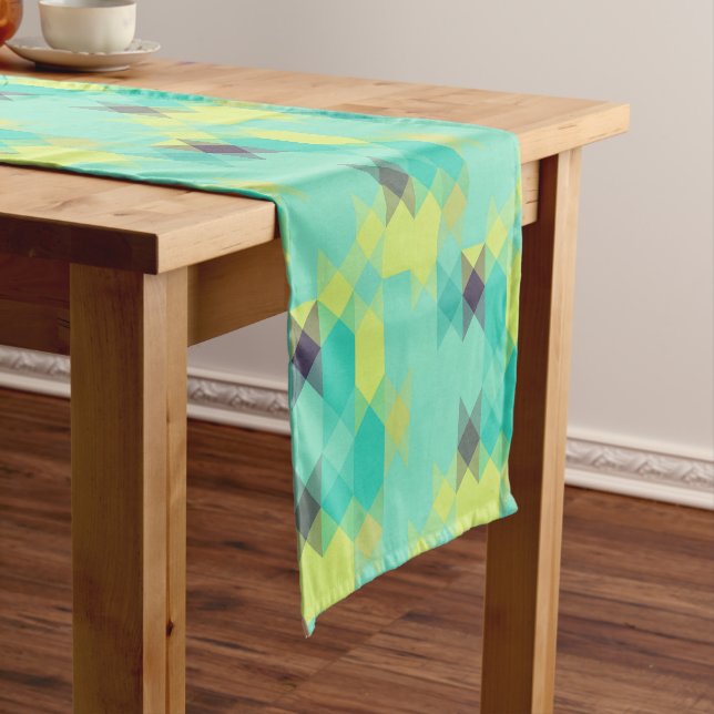 Chemin De Table Court blue yellow turquoise yellow and aqua  (In Situ)