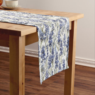 Chemin De Table Court Bluebonnets Fleurs Bleu Aquarelle Fleurs sauvages