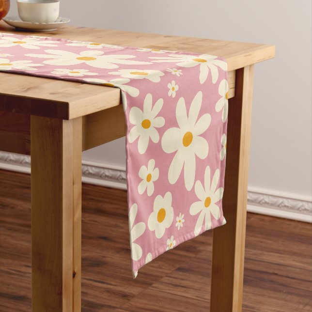 Chemin De Table Court Boho rose désert de marguerite rétro (In Situ)