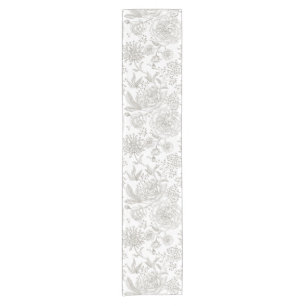 Chemin De Table Court Boho tendance fleurs vintages gris neutre roses