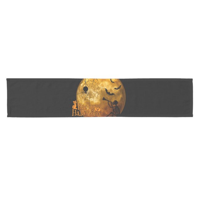 Chemin De Table Court Bonne Pleine lune d'Halloween (Horizontal)