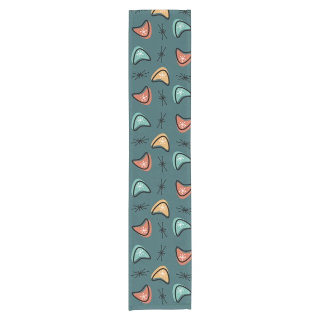 Chemin De Table Court Boomerangs atomique Starburs Turquoise (Devant)