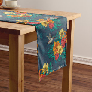Chemin De Table Court Bouquet et colibris tropicaux