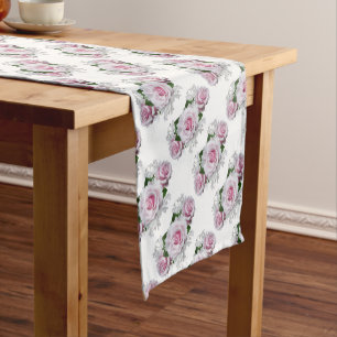 Chemin De Table Court Bouquet rose