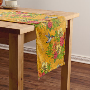 Chemin De Table Court Bouquet tropical et colibris 2