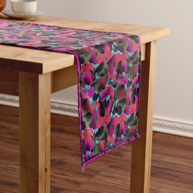 Chemin De Table Court Bright pink floral medium table runner (In Situ)