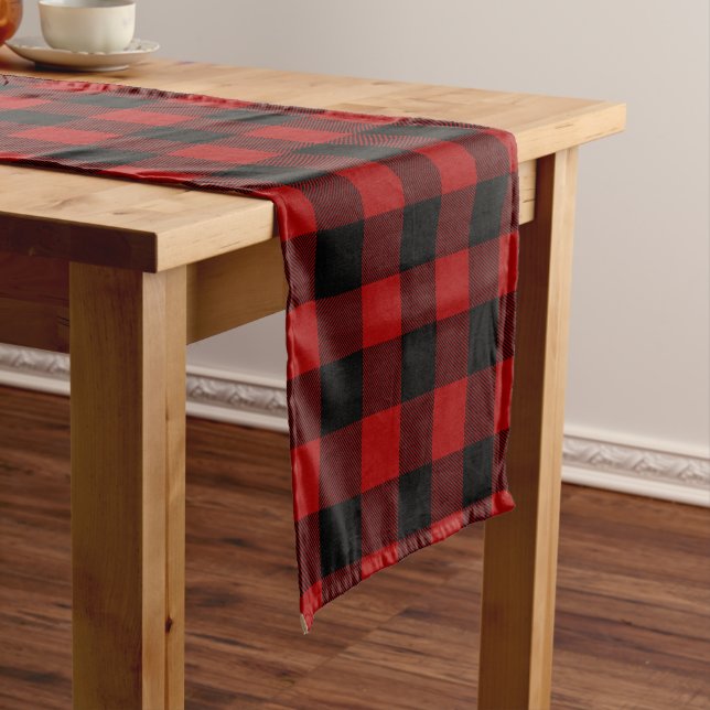 Chemin De Table Court Buffalo plaqué noir et rouge (In Situ)