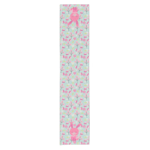Chemin De Table Court Bunnies et fleurs roses