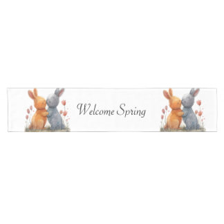 Chemin De Table Court "Bunny Meadow" Moteur de table de printemps 🐇 🌼
