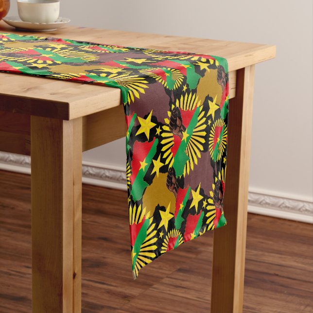 Chemin De Table Court Burkina Faso Carte, drapeau et première révolution (In Situ)