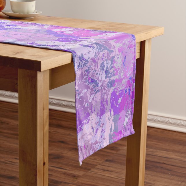 Chemin De Table Court Camo Abstrait tendance rose violet bleu (In Situ)
