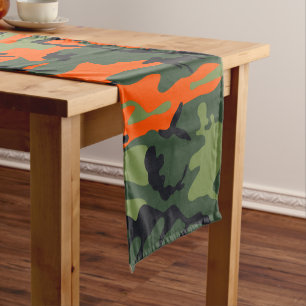 Chemin De Table Court Camouflage orange et vert, Militaire, Armée