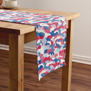 Chemin De Table Court Camouflage rouge, blanc et bleu Patriotique