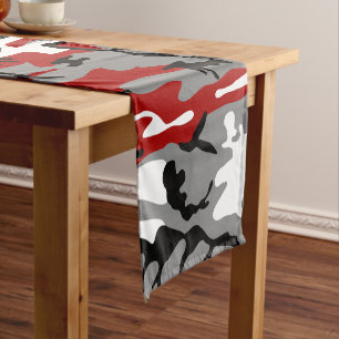 Chemin De Table Court Camouflage rouge et gris, Militaire, Armée