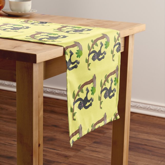 Chemin De Table Court Caricature de bébé gorille joyeux (In Situ)