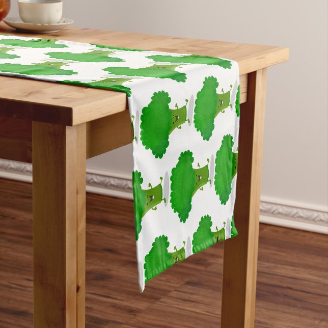 Chemin De Table Court Caricature de brocoli dansant Cute kawaii (In Situ)