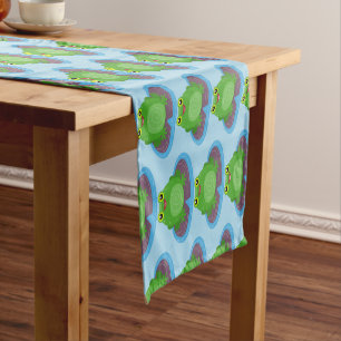 Chemin De Table Court Caricature de grenouille verte mignonne