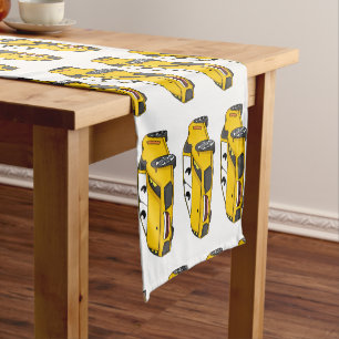 Chemin De Table Court Caricature de voiture sport jaune joyeux