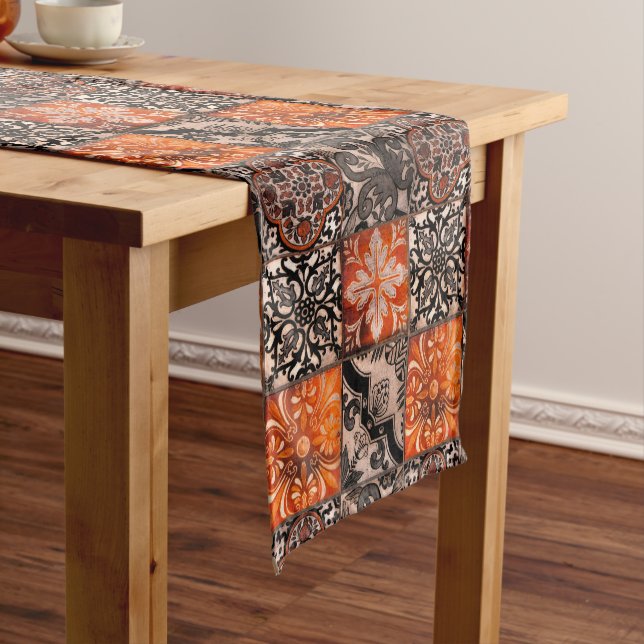 Chemin De Table Court Carreaux de tangerine (In Situ)