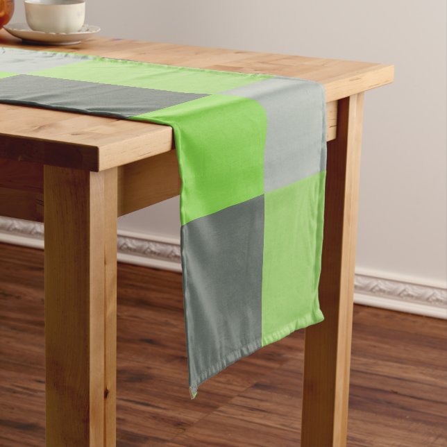 Chemin De Table Court Carrés verts gris et citron vert (In Situ)