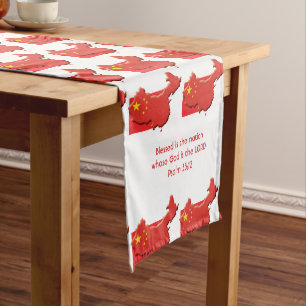 Chemin De Table Court Carte du drapeau de la CHINE Écriture Customisée
