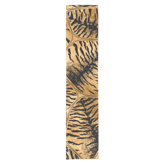 Chemin De Table Court Cellules fourrures de Tigre D'Or (Devant)