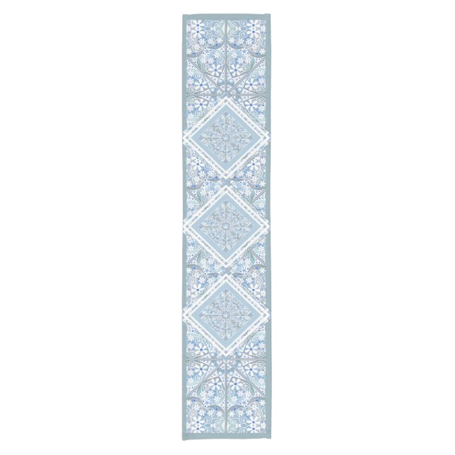 Chemin De Table Court Céramique Lace Bleu clair (Devant)