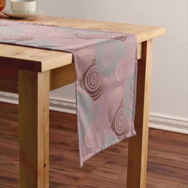 Chemin De Table Court cercles géométriques gris d'or rose clair élégant (In Situ)