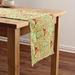 Chemin De Table Court Cerfs dans la forêt, motif rétro Art nouveau par V