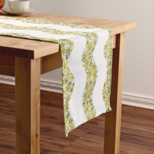 Chemin De Table Court Chaîne de marguerite Fleur laide rayures jaune