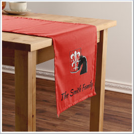 Chemin De Table Court Chevalier rouge et noir médiéval et bouclier