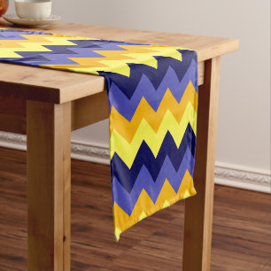 Chemin De Table Court Chevrons d'or jaune bleu Petite Table Runner
