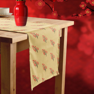 Chemin De Table Court Chinese Lunar New Year Plum Blossom 5 Blessings