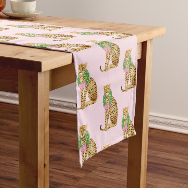 Chemin De Table Court Christmas Wreath Leopard  (In Situ)