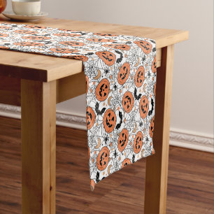 Chemin De Table Court Citrouille éffrayant Motif Halloween