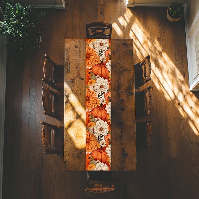 Chemin De Table Court Citrouille floral automne (Créateur téléchargé)